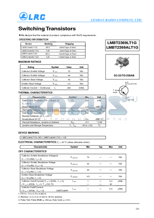 LMBT2369LT1G datasheet - Switching Transistors