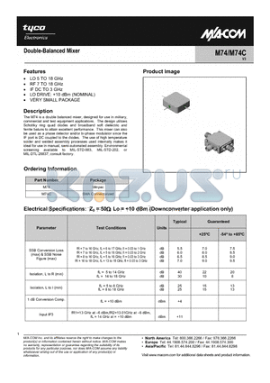 M74C datasheet - Double-Balanced Mixer