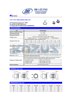 KL1H010KR datasheet - CHIP TYPE, 5000 HOURS LOAD LIFE