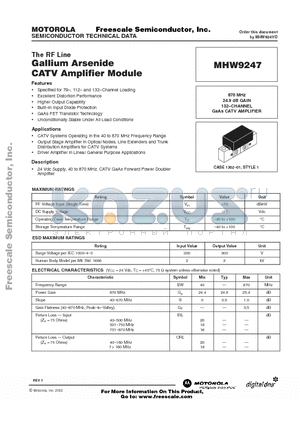 MHW9247 datasheet - GALLIUM ARSENIDE CATV AMPLIFIER MODULE