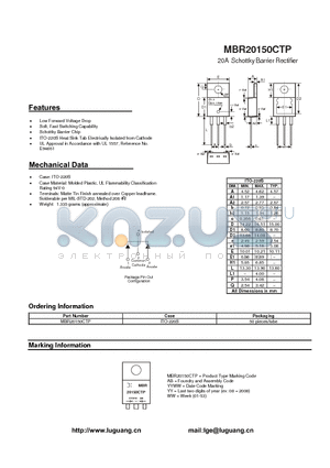 MBR20150CTP datasheet - 20A Schottky Barrier Rectifier