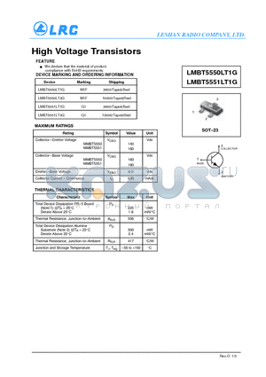 LMBT5550LT3G datasheet - High Voltage Transistors RoHS requirements.