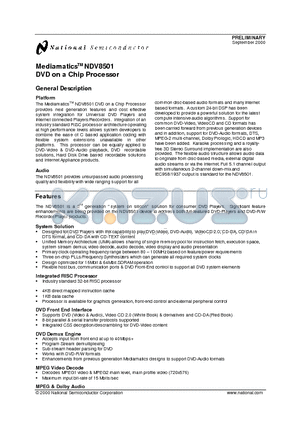 NDV8501 datasheet - DVD on a Chip Processor