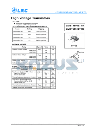 LMBT5551LT3G datasheet - High Voltage Transistors RoHS requirements.