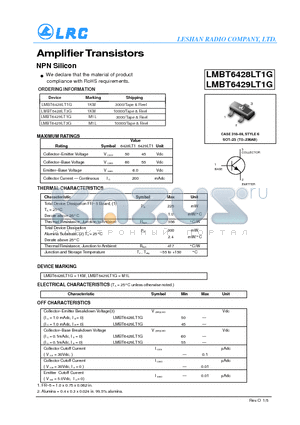 LMBT6428LT3G datasheet - Amplifier Transistors NPN Silicon RoHS requirements.