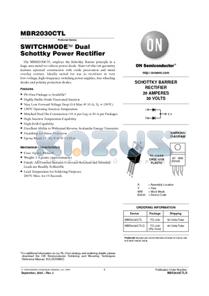MBR2030CTL datasheet - SWITCHMODE Dual Schottky Power Rectifier