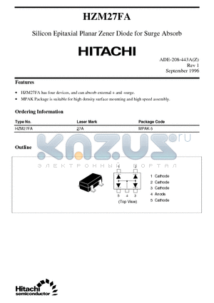 HZM27FA datasheet - Silicon Epitaxial Planar Zener Diode for Surge Absorb