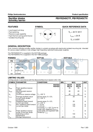 PBYR2540CTX datasheet - Rectifier diodes Schottky barrier