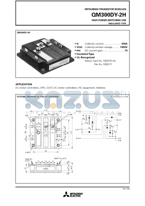 QM300DY-2H datasheet - HIGH POWER SWITCHING USE INSULATED TYPE