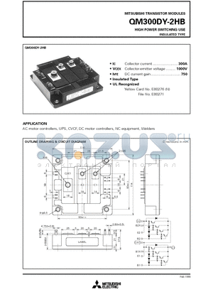 QM300DY-2HB datasheet - HIGH POWER SWITCHING USE INSULATED TYPE