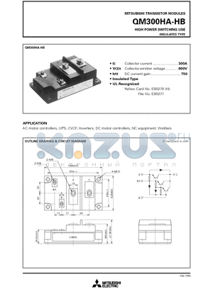 QM300HA-H datasheet - HIGH POWER SWITCHING USE INSULATED TYPE