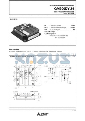 QM300DY-24 datasheet - HIGH POWER SWITCHING USE INSULATED TYPE