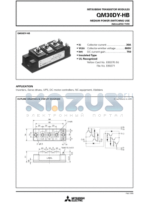 QM30DY-HB datasheet - MEDIUM POWER SWITCHING USE INSULATED TYPE