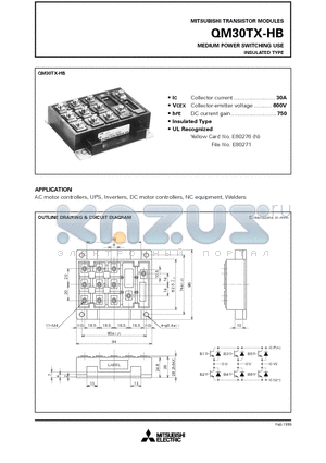 QM30TX-HB datasheet - MEDIUM POWER SWITCHING USE INSULATED TYPE