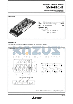 QM30TB-2HB datasheet - MEDIUM POWER SWITCHING USE INSULATED TYPE