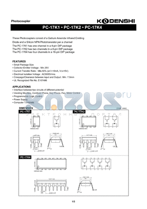 PC-17K2 datasheet - Photocoupler(These Photocouplers consist of a Gallium Arsenide Infrared Emitting)