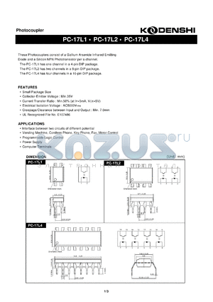 PC-17L1 datasheet - Photocoupler(These Photocouplers consist of a Gallium Arsenide Infrared Emitting)