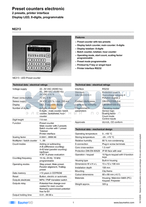 NE213.323AX09 datasheet - Preset counters electronic