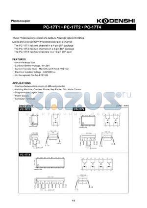 PC-17T4 datasheet - Photocoupler(These Photocouplers consist of a Gallium Arsenide Infrared Emitting)