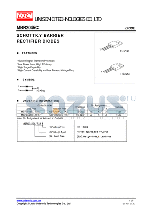 MBR2045CL-TA3-T datasheet - SCHOTTKY BARRIER RECTIFIER DIODES