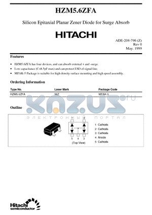 HZM5.6ZFA datasheet - Silicon Epitaxial Planar Zener Diode for Surge Absorb