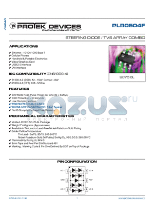 PLR0504F datasheet - STEERING DIODE / TVS ARRAY COMBO