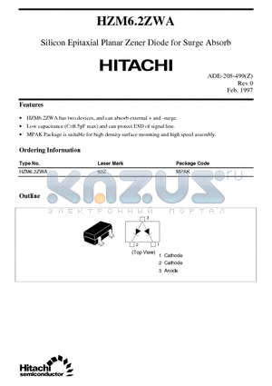 HZM6.2ZWA datasheet - Silicon Epitaxial Planar Zener Diode for Surge Absorb