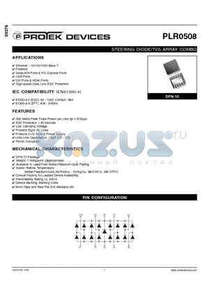 PLR0508 datasheet - STEERING DIODE/TVS ARRAY COMBO