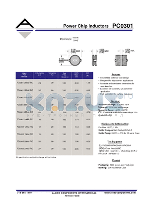 PC0301-150M-RC datasheet - Power Chip Inductors