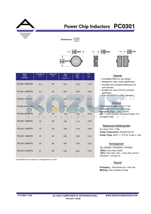 PC0301-220M-RC datasheet - Power Chip Inductors