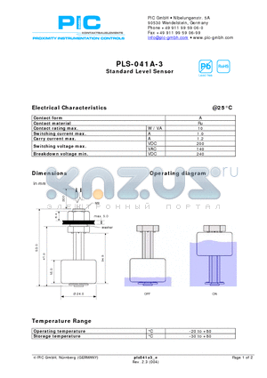 PLS-041A-3 datasheet - Standard Level Sensor