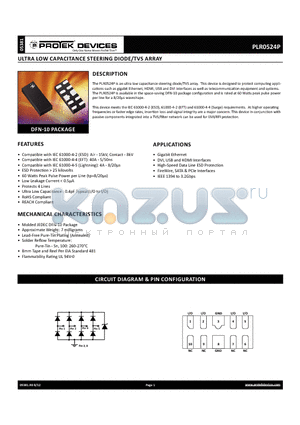 PLR0524P datasheet - ultra low capacitance steering diode/tvs arr ay