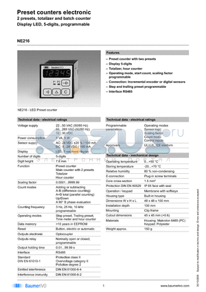 NE216.123AX01 datasheet - Preset counters electronic