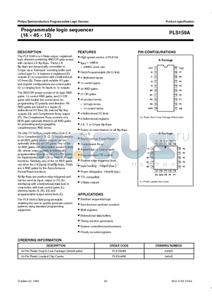PLS159AA datasheet - Programmable logic sequencer 16  45  12