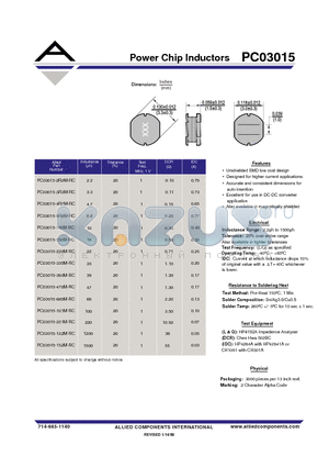 PC03015-470M-RC datasheet - Power Chip Inductors