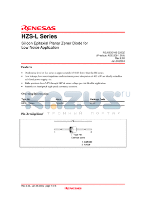 HZS11L2 datasheet - Silicon Epitaxial Planar Zener Diode for Low Noise Application