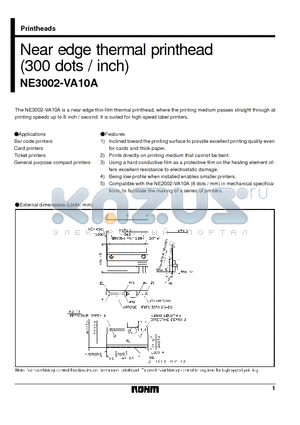 NE3002-VA10A datasheet - Near edge thermal printhead (300 dots / inch)