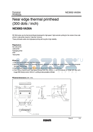 NE3002-VA30A datasheet - Near edge thermal printhead (300 dots / inch)