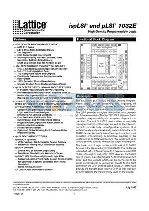 PLSI1032E-80LJ datasheet - High-Density Programmable Logic