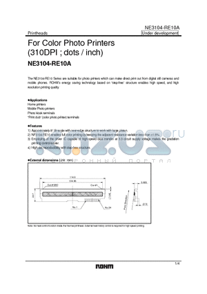 NE3104-RE10A datasheet - For Color Photo Printers (310DPI ; dots / inch)