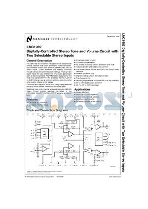 LMC1982 datasheet - Digitally-Controlled Stereo Tone and Volume Circuit with Two Selectable Stereo Inputs