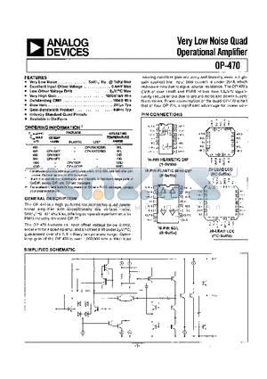 OP-470EY datasheet - VERY LOW NOISE QUAD OPERATIONAL AMPLIFIER