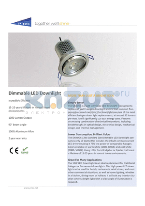 PLSO-LVDL13W-90 datasheet - Dimmable LED Downlight