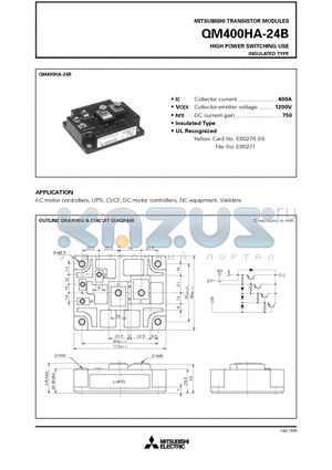 QM400HA-24B datasheet - HIGH POWER SWITCHING USE INSULATED TYPE