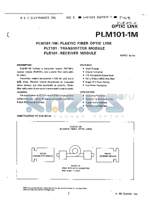 PLT101 datasheet - PLASTIC FIBER OPTIC LINK