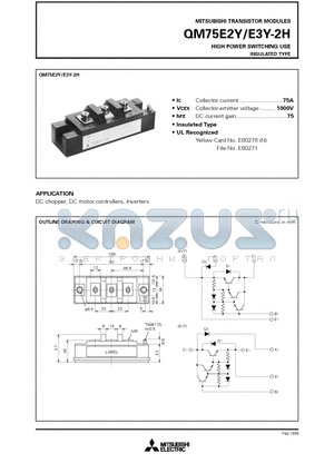 QM75E2Y-2H datasheet - HIGH POWER SWITCHING USE INSULATED TYPE
