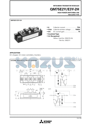 QM75E3Y-2H datasheet - HIGH POWER SWITCHING USE INSULATED TYPE