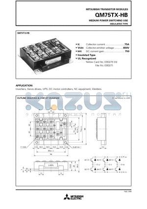 QM75TX-HB datasheet - MEDIUM POWER SWITCHING USE INSULATED TYPE