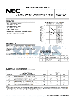 NE334S01_00 datasheet - C BAND SUPER LOW NOISE HJ FET