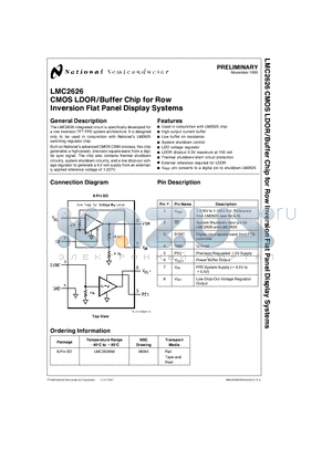 LMC2626 datasheet - CMOS LDOR/Buffer Chip for Row Inversion Flat Panel Display Systems